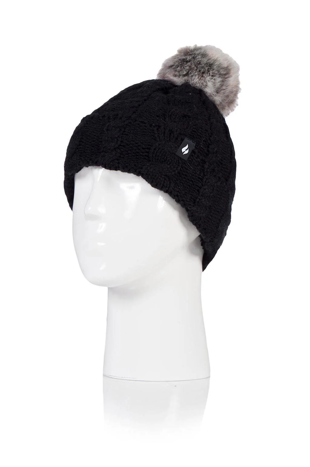 Women's Bridget Cable Knit Roll Up Pom Pom Hat - Image 3